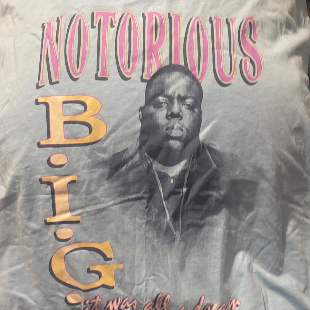 American Eagle Outfitters Light Blue T-Shirt graphic biggie